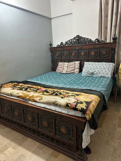 Solid Chinyoti Wood king Size Bedroom Set (Complete Set with Mattress)