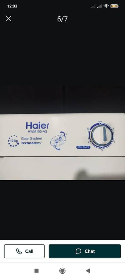 Haier washing machine twin tub model number HWM 100 As