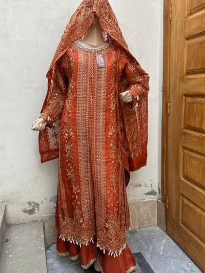 3 peice Embroided | stitched  party and bridal wear outfit for sale