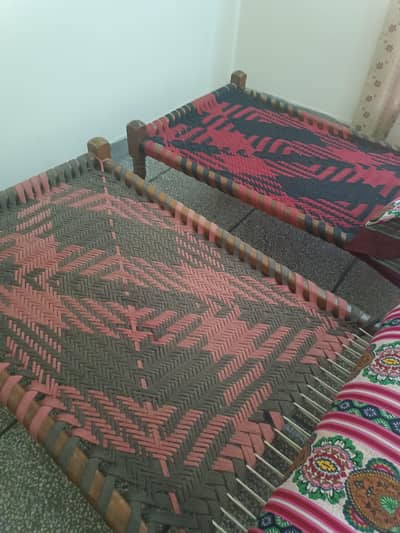 4 wooden charpais with suttti baan for sale