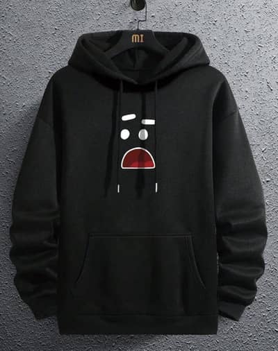 Men’s Black Graphic Hoodie | Fleece Winter Wear
