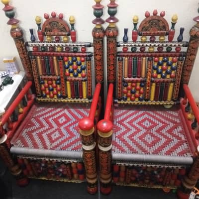 colored wooden traditional chairs