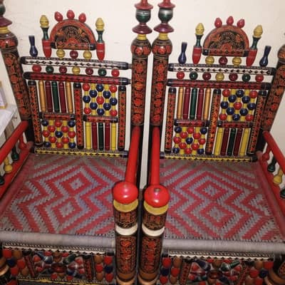 colored wooden traditional chairs