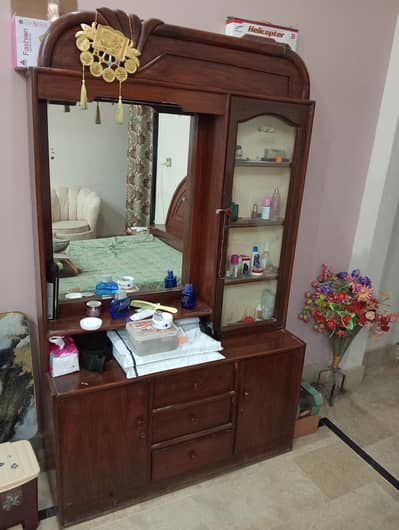 Slightly Used Solid Wooden Dressing Table with Mirror & Cabinet