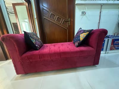 2 Seater Sethi Sofa – Red Velvet