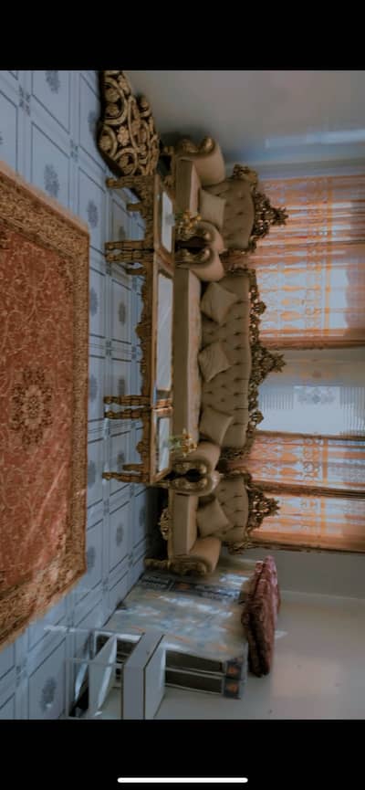 Luxury Royal Carved 5 Seater Sofa Set with 3 Tables