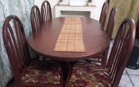 Dining Table | Wooden Top | 6 Dining Chairs |