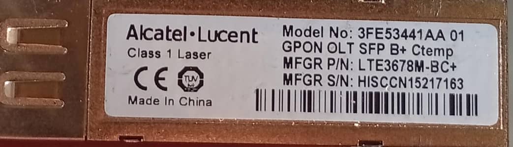 GPON SFP transceiver (Class B+.      Model:3FE53441AA)