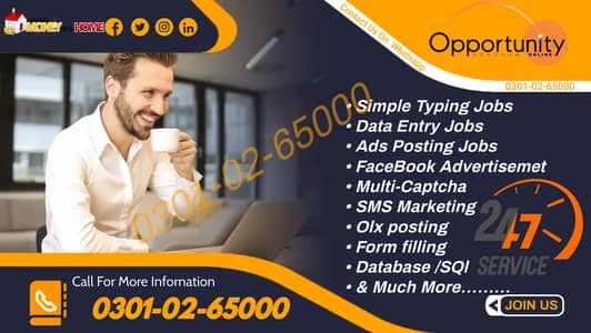 Home base online job apply with laptop Data Typing online work to ear