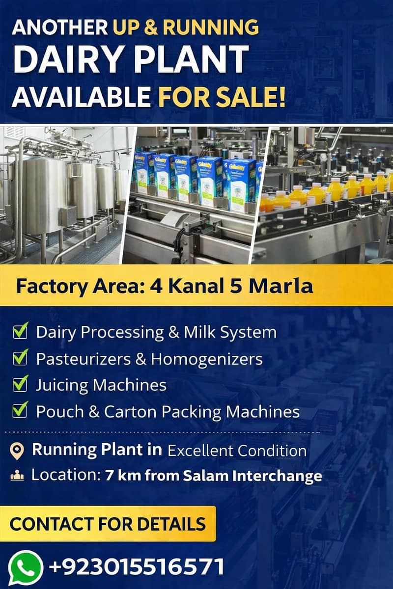 چلتا ہوا ڈیری پلانٹ برائے فروخت 0