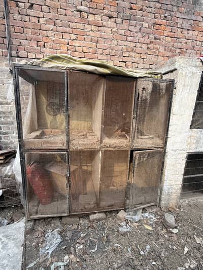 3x3 4 portion iron cage wood floor