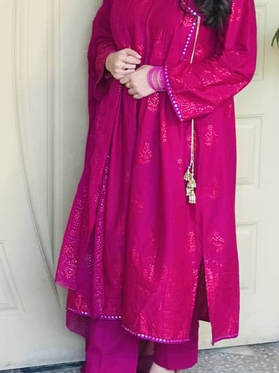 Long anrakha style frock  with Emb