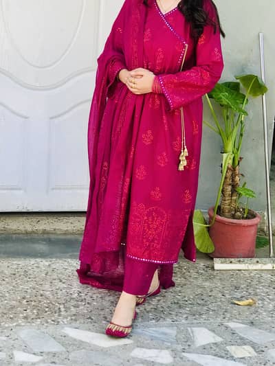 Long anrakha style frock  with Emb