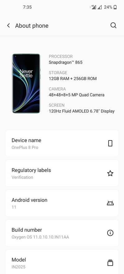 oneplus 8 pro pta 12 256 chipset 865