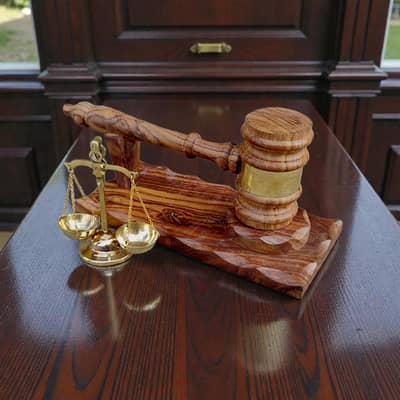 Premium Wooden Gavel & Brass Scale | Justice Symbol | New Brass Design