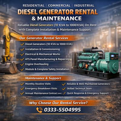 Commercial & Industrial Generator Rental & Repair maintainance