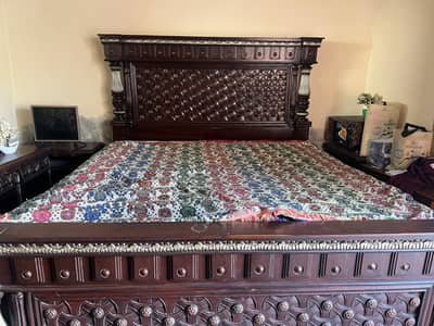 Wooden Double Bed – Strong & Neat Condition