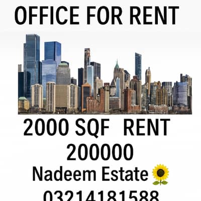 OFFICE for rent 2 room living area canall road prime location