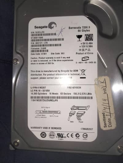 80 GEGABYTES HARDRIVE