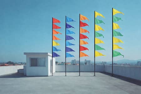 Colorful Festival Flags & Steel Poles for Roof & Outdoor Decor