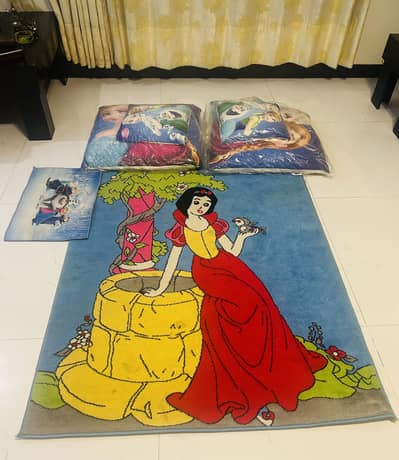 Girls Room Rug and Floor Cushions