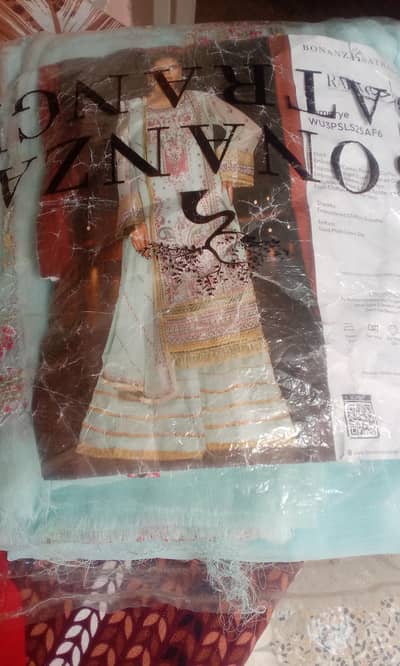 unstitched bonanza satrangi dress chiffon 2 dress