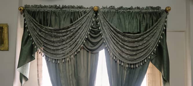 cartain and center table.