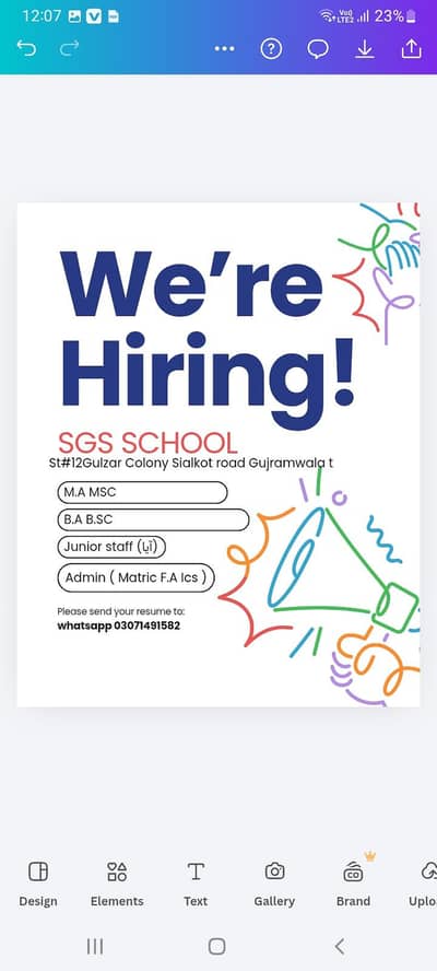 Required Teacher staff