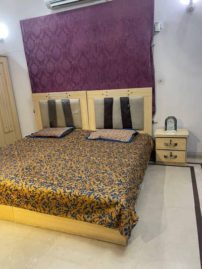 bedroom set with 2 single beds , 3 door wardrobe and 1 side table