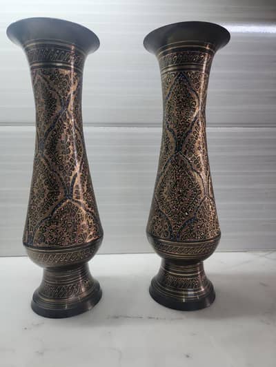 Antique Style Brass Vases (Pair)
