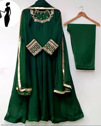 3 Pcs Women's Stitched Embroidered Suit