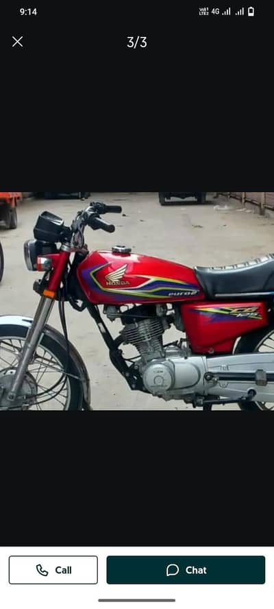 Honda 125 CG 2017 model urgent sale my WhatsApp number=03=23=88=43=551