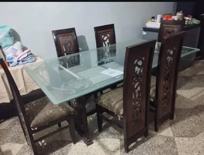 6 chairs dining table  wooden
