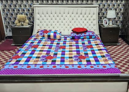 Premium bed with 2 drawers and matrice and dressing,