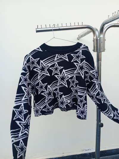 Black Stars Crop Sweater