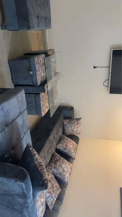 New sofa set with table and satty 10 by 10 condition