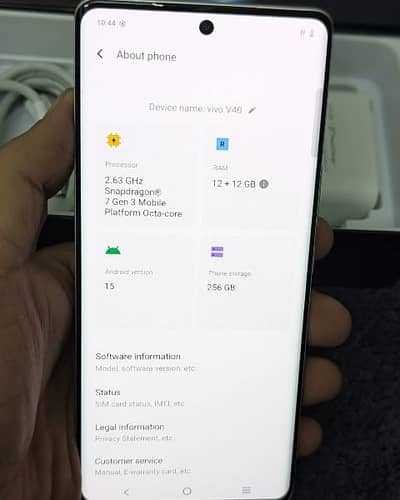 vivo v40 12 GB RAM 256 GB memory 0307/9460/341