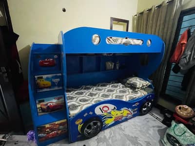 Triple Bunk Bed for Kids Car Theme