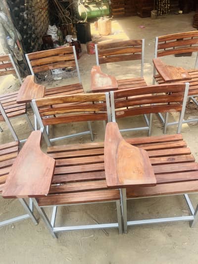 School Chair – Wooden Seat & Back with Metal Frame