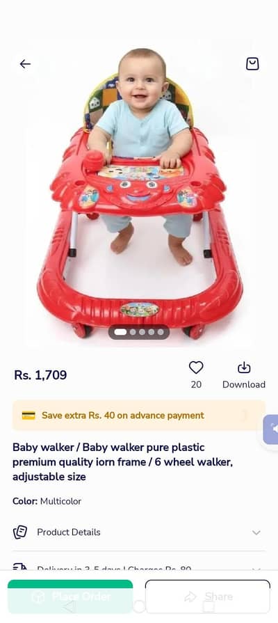 Baby walker pure plastic