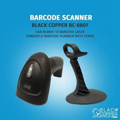 Black Copper BC-8807 USB 1D Barcode Scanner with Stand