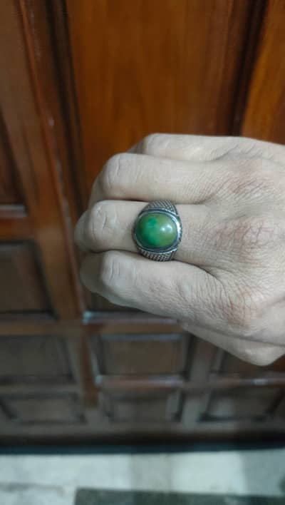  Rare Green Feroza (Turquoise) Silver Ring – For Sale