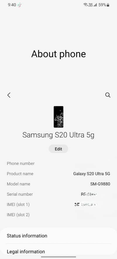 Samsung Galexy s20 ultra 5g