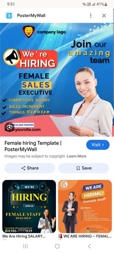 Job offer for Females only