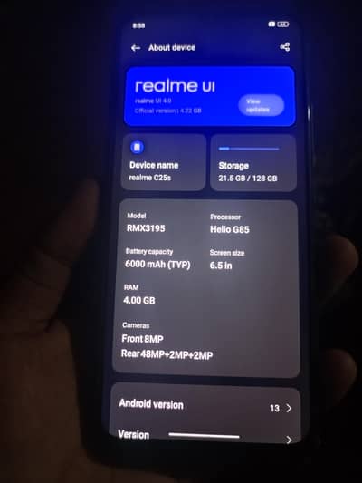 realme c25s 4/128.6000mh battery