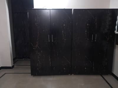 “2 Black Wardrobes with Drawers & Hanging Space”