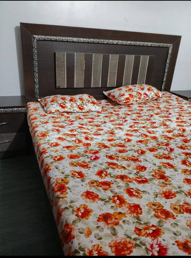 bed with side table 0