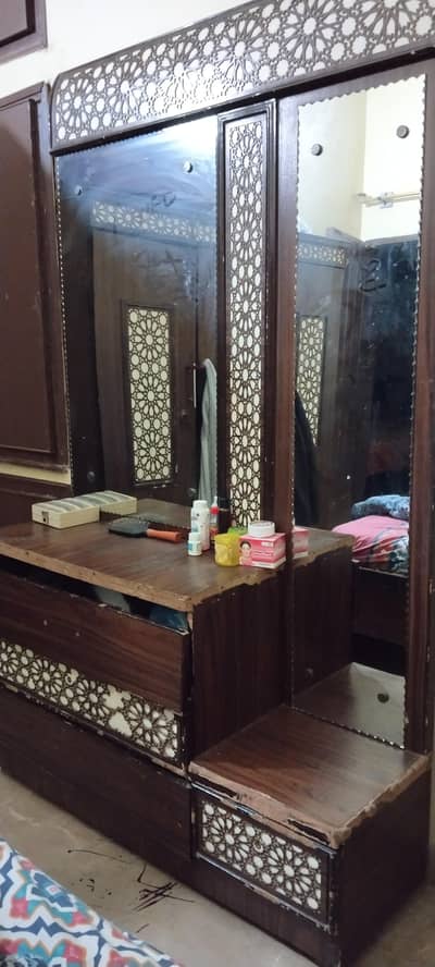 Furniture set  King size bed , side tables , Triple door Almari