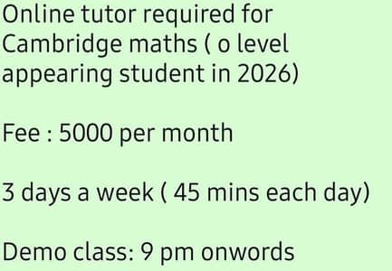 Online Tutor Required.