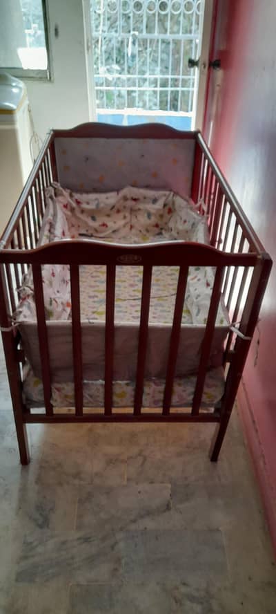 Baby Wooden Cot With Mattress For Sale.